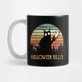 Vintage Cat Kills Halloween Christmas Gift Mug